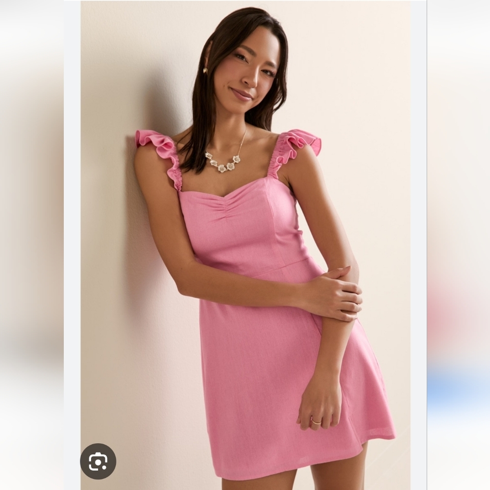 Elegant Francesca's Pink Ruffle Mini Dress NWT Large